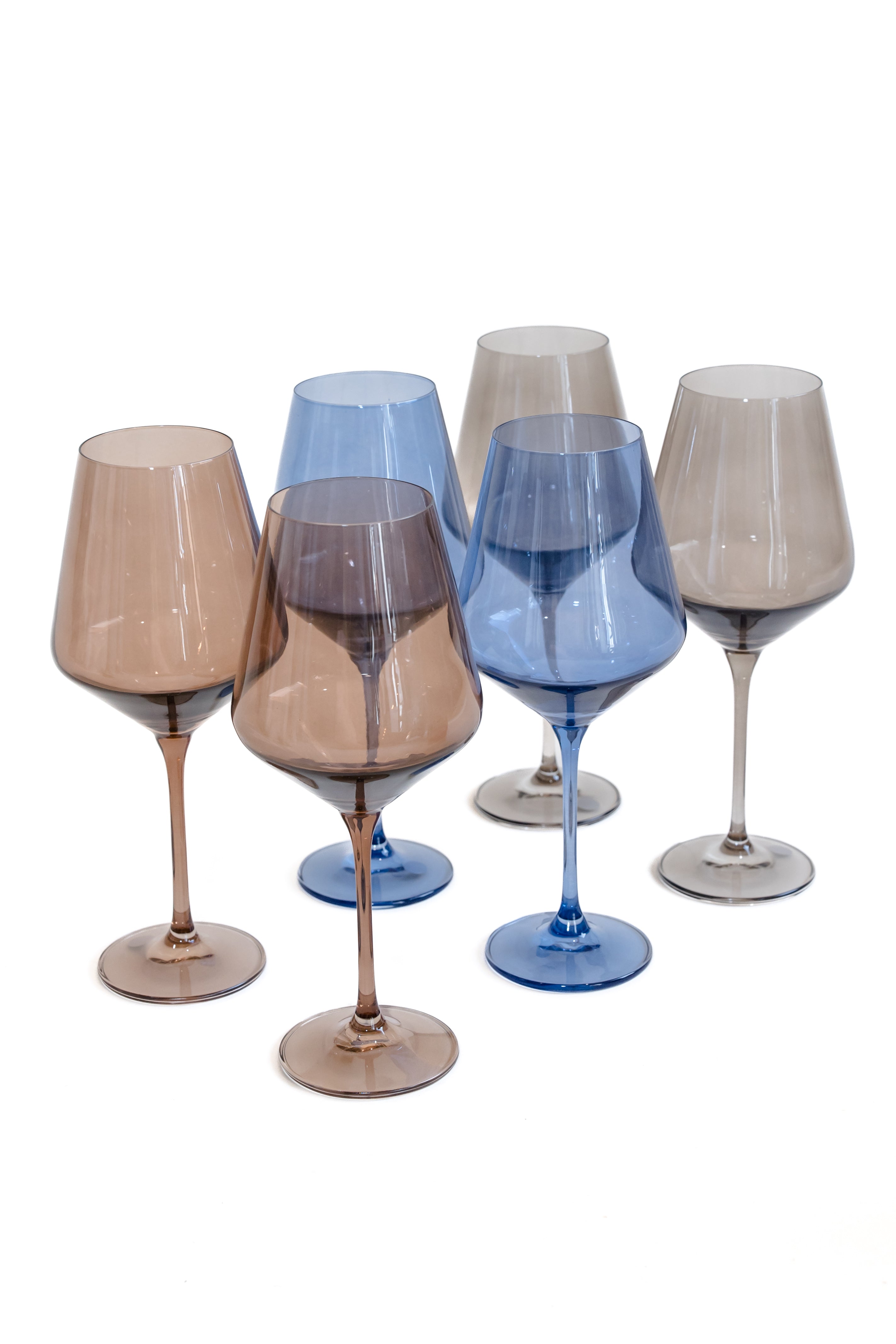 Estelle Colored Glass - Stemware Wine Glasses - Set of 6 Grey Smoke