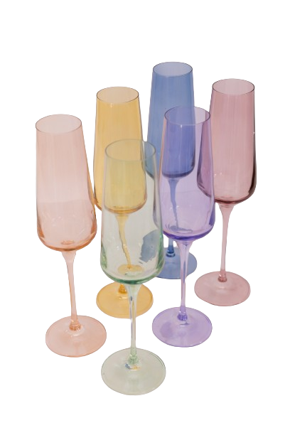 Pastel Mixed Colored Champagne Flute - Set of 6