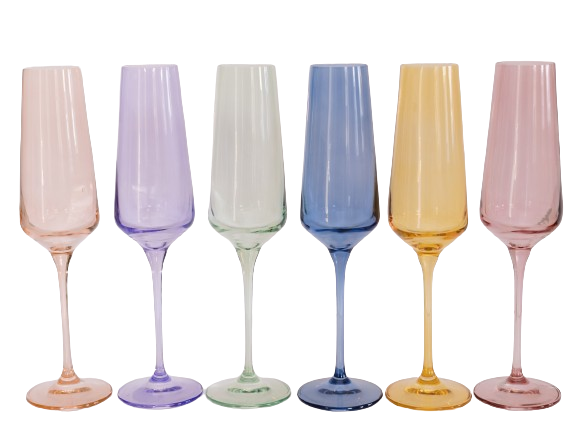 Pastel Mixed Colored Champagne Flute - Set of 6
