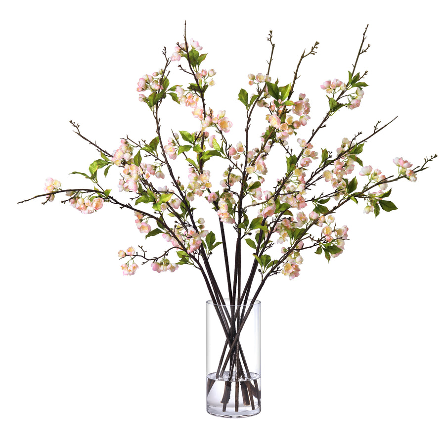 Blush Plum Branches in Glass Vase