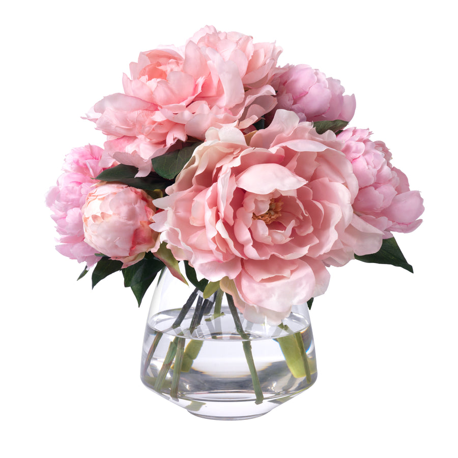 Pink Peonies in Glass Vase