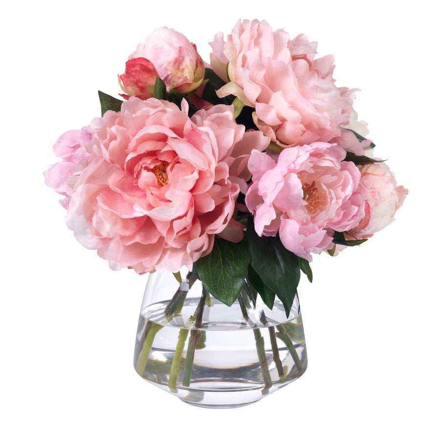 Pink Peonies in Glass Vase