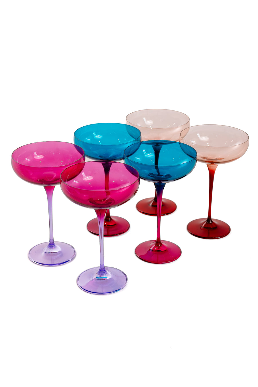 Colorblock Champagne Coupe Stemware - Set of 6