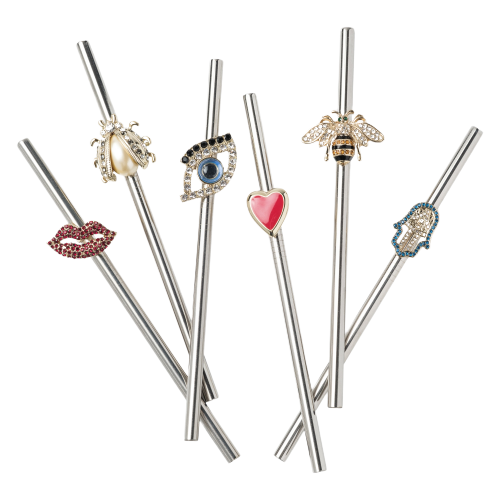 Lucky Charm Metal Cocktail Straws - Set of 6