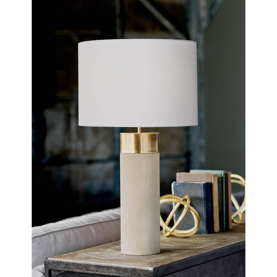 Harlow Ivory Grey Shagreen Cylinder Table Lamp