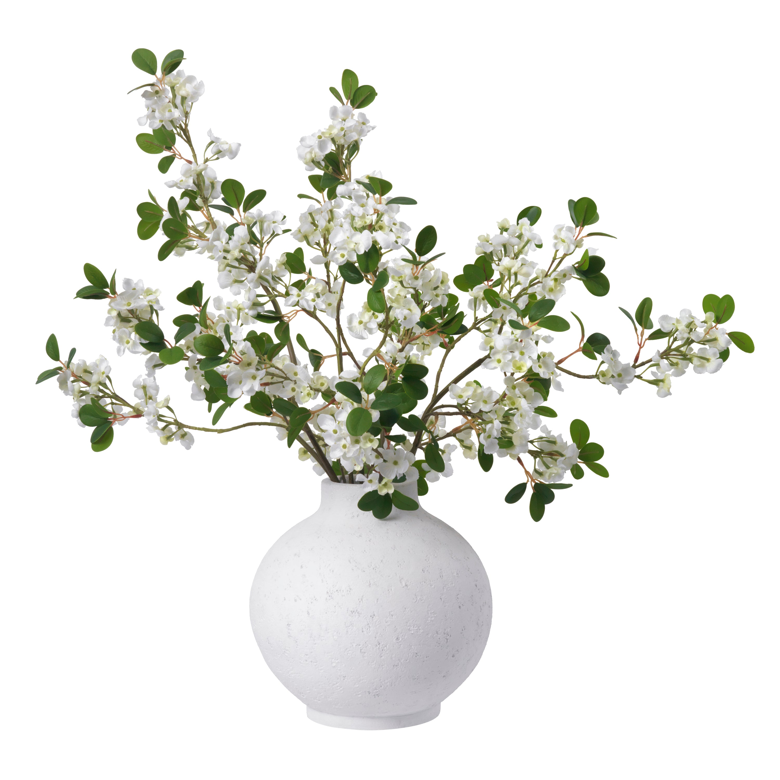 White Blossoms in Round Vase - Limited Edition