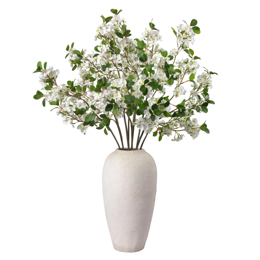 White Blossoms in Textured Vase - Limited Edition