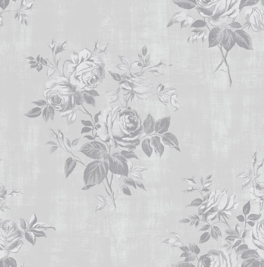 Grey Rosecliff Floral Peel & Stick Wallpaper Sample