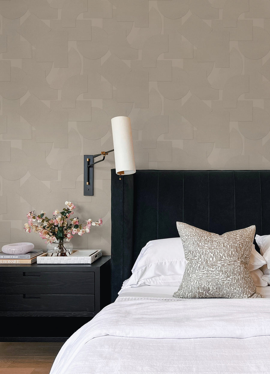 Taupe Bas Shapes Peel & Stick Wallpaper