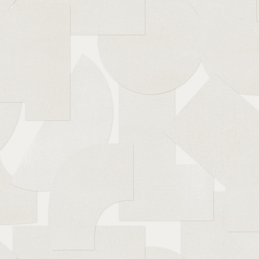 White Bas Shapes Peel & Stick Wallpaper Sample