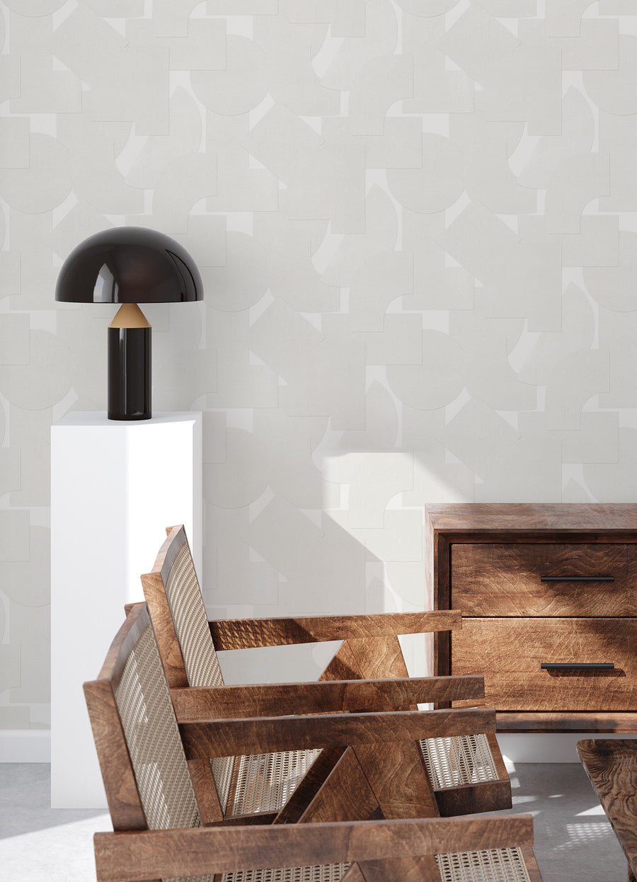White Bas Shapes Peel & Stick Wallpaper