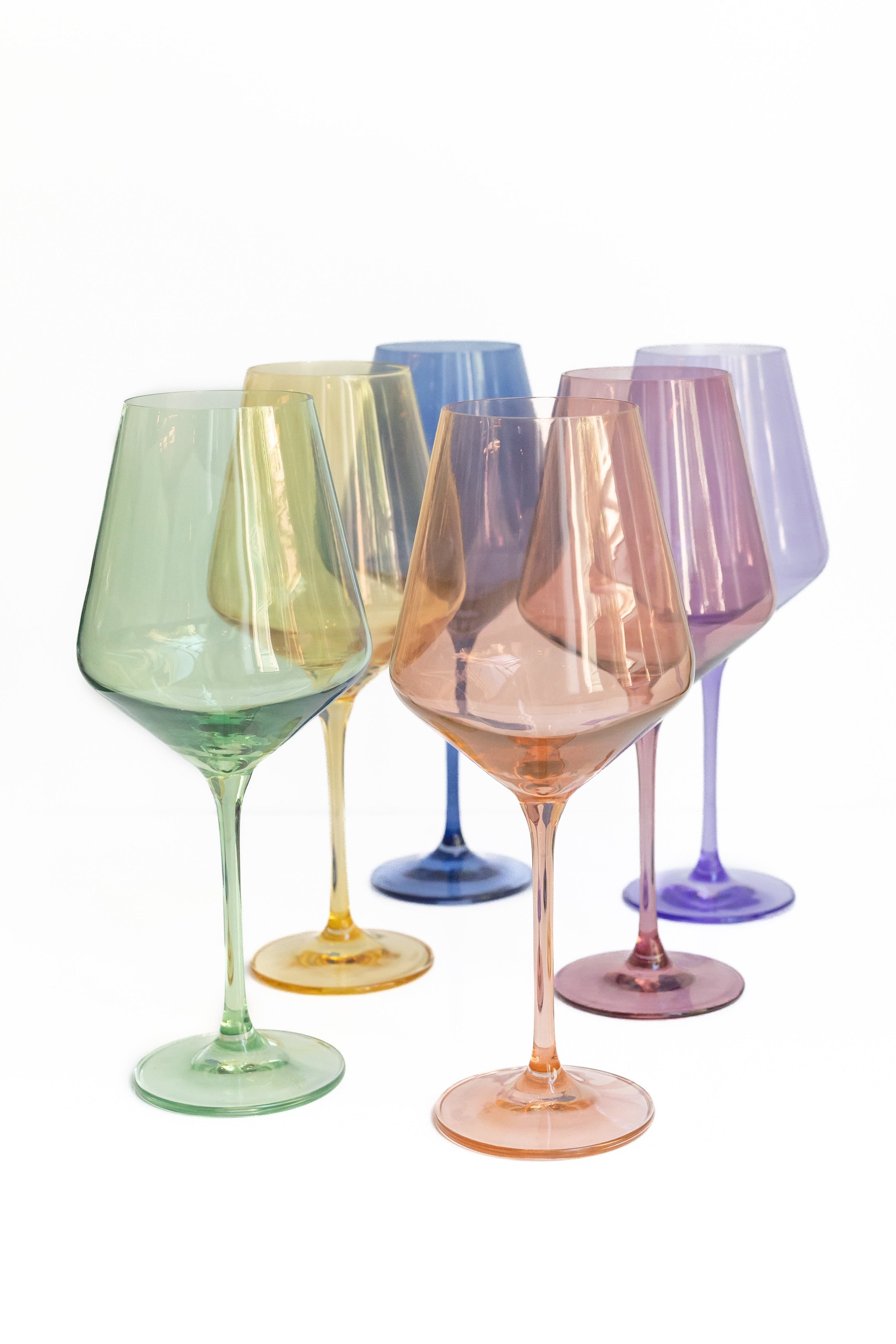 Pastel Mixed Colored Wine Stemware - Set of 6