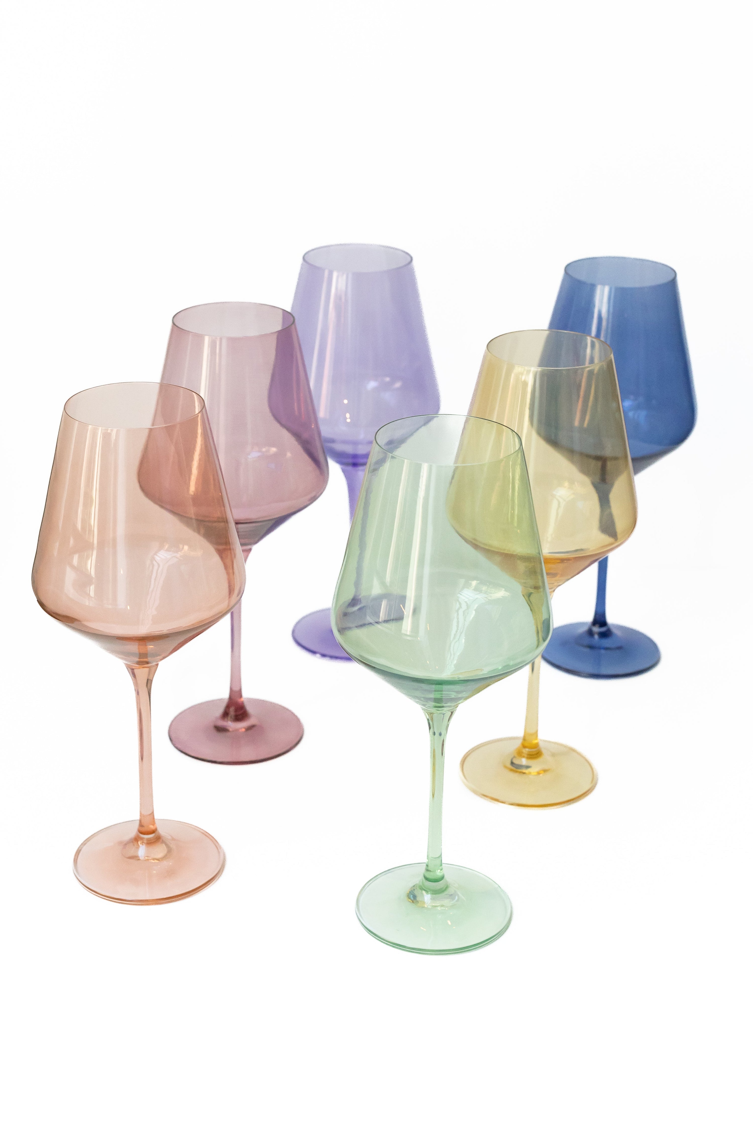 Pastel Mixed Colored Wine Stemware - Set of 6