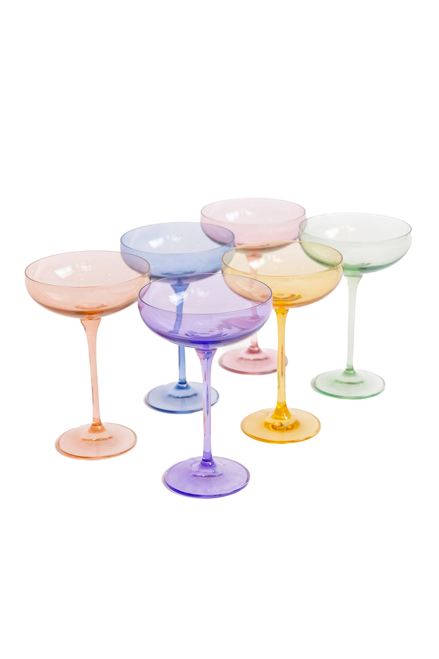 Pastel Mixed Champagne Coupe Stemware - Set of 6