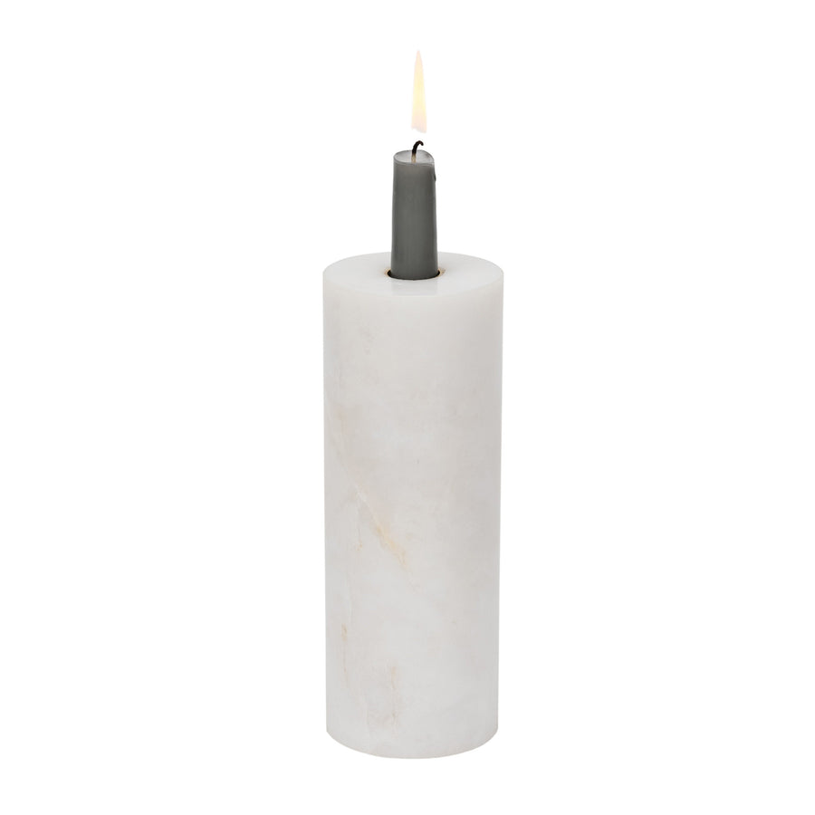 Column Candlestick Holder, White Quartz