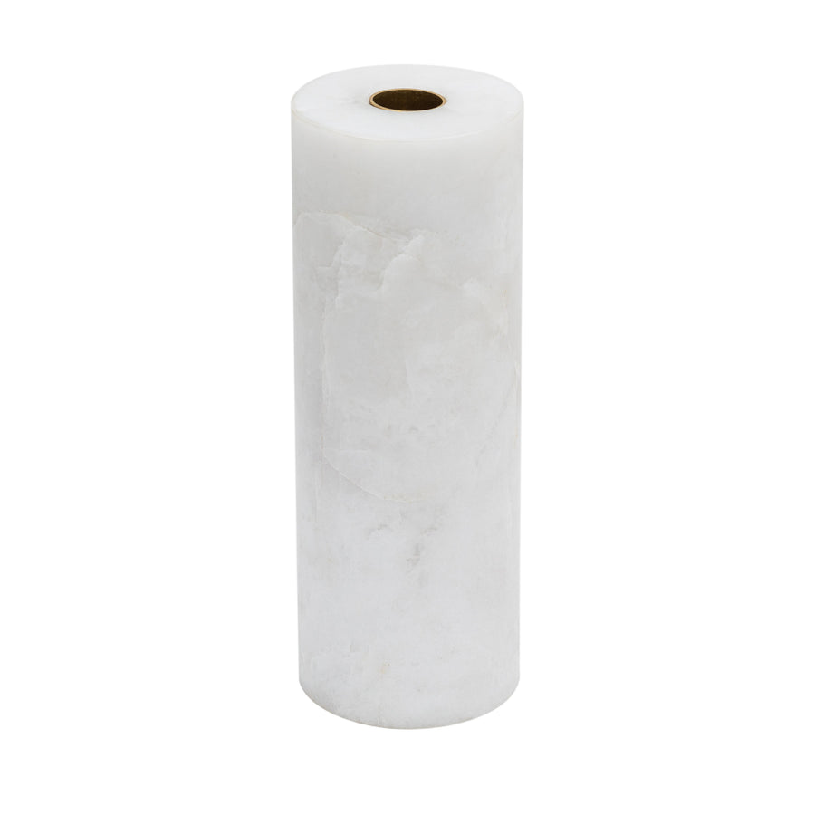 Column Candlestick Holder, White Quartz