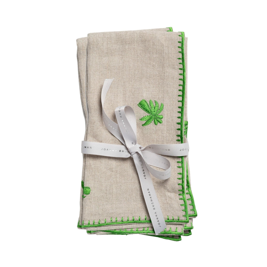 Palm Tree Embroidered Dinner Napkins - Set of Two