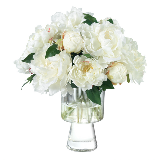 Cream Peonies in Footed Glass Vase – ASHLEY STARK HOME