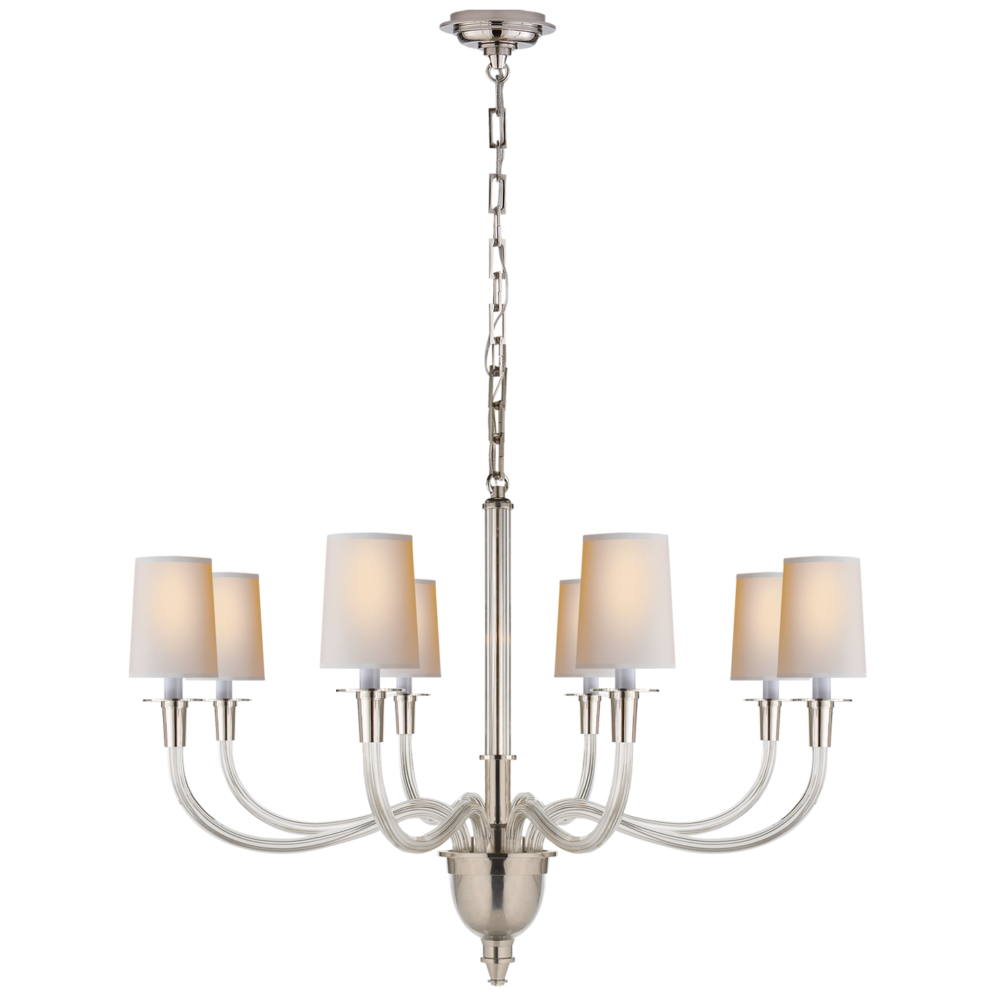 Thomas O'Brien Vivian Large Two-Tier Chandelier in Hand-Rubbed Antique  Brass with Natural Paper Shades